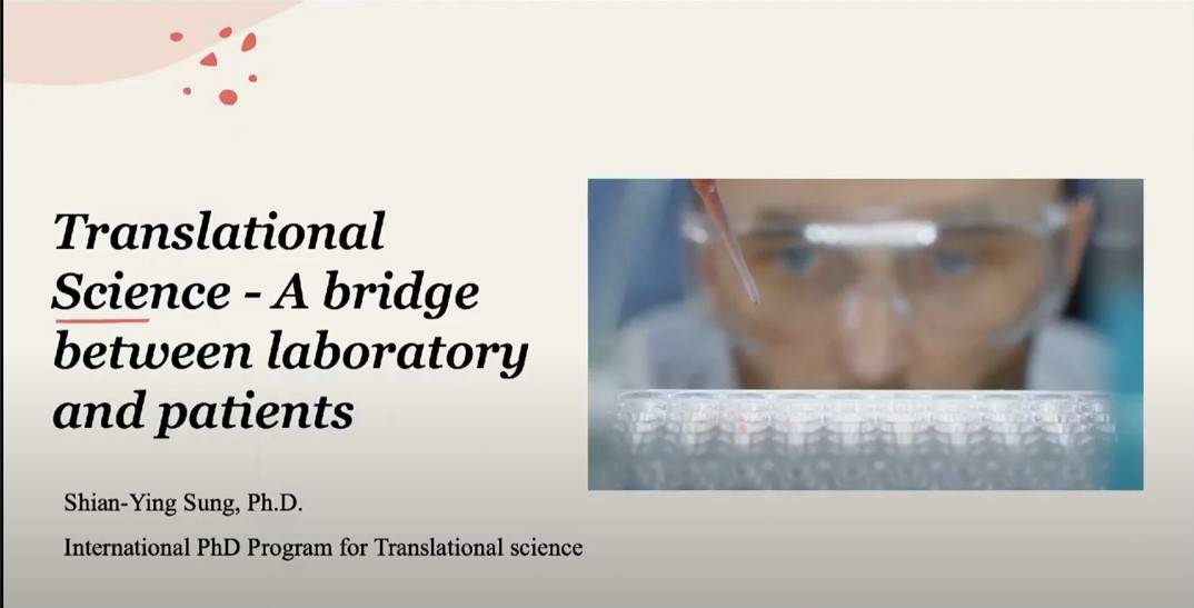 Translational medical research is a critical issue in recent biomedical research. However, most translational research was conducted in animal studies and confirmed by clinical samples without additional action. There are very few success stories of moving from bench to the bedside, specifically in the East Asian scientific society. The central concept of translational science is designed to move basic research into clinical care at the patient’s bedside and take the messages from the clinical application back into the research environment. However, the connection between basic research and clinical application involved many barriers, such as transgenic animal models for disease research, structure chemistry, PDX model for drug validation, bioinformatics, different background in disease mechanisms, therapeutic targets, and clinical trials, etc. To build a solid team for bridging between basic scientists and clinical healthcare experts, Taipei Medical University established the program for translational research. This program no longer focuses on his/her immediate research goal. We gather experts with various backgrounds, including experts in structural chemistry, biology, biochemistry, animal models, drug screening, antibody drugs and clinical trials. We built a research team and formulated into the department to establish the ability to use deductive logic to explain research results and build a super-highway for clinical trial and clinical practice. We welcome anyone interested in the research of biomedical entrepreneurs to join us in translational research. 